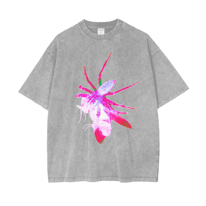 Pink Spider Acid Wash Oversize T-Shirt