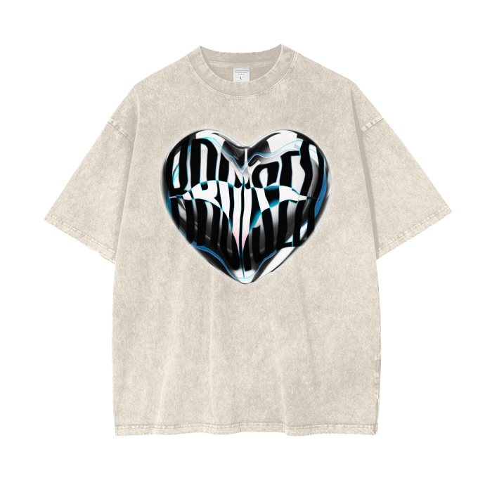 Bruised Heart Acid Wash Oversize T-Shirt