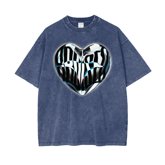 Bruised Heart Acid Wash Oversize T-Shirt