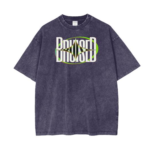 Green and Purple Bruised Acid Wash Oversize T-Shirt