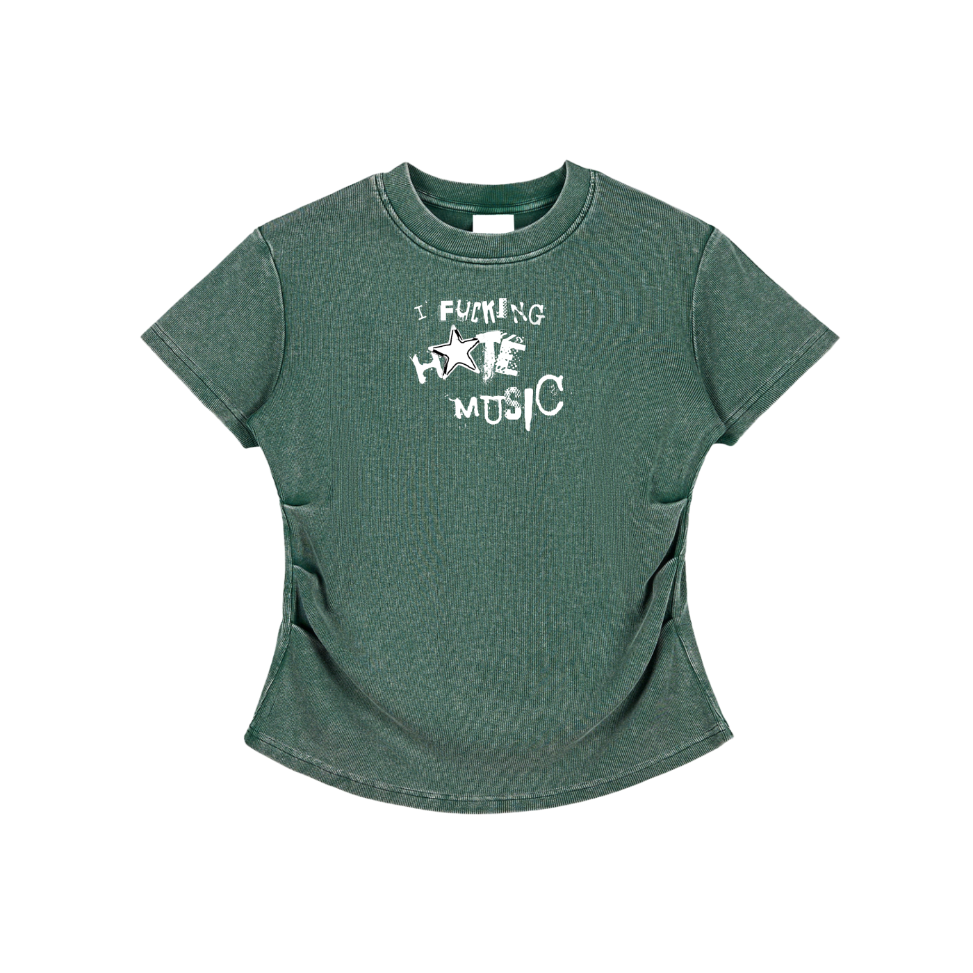 Vintaged-Wash Bodycon Cotton T-Shirt