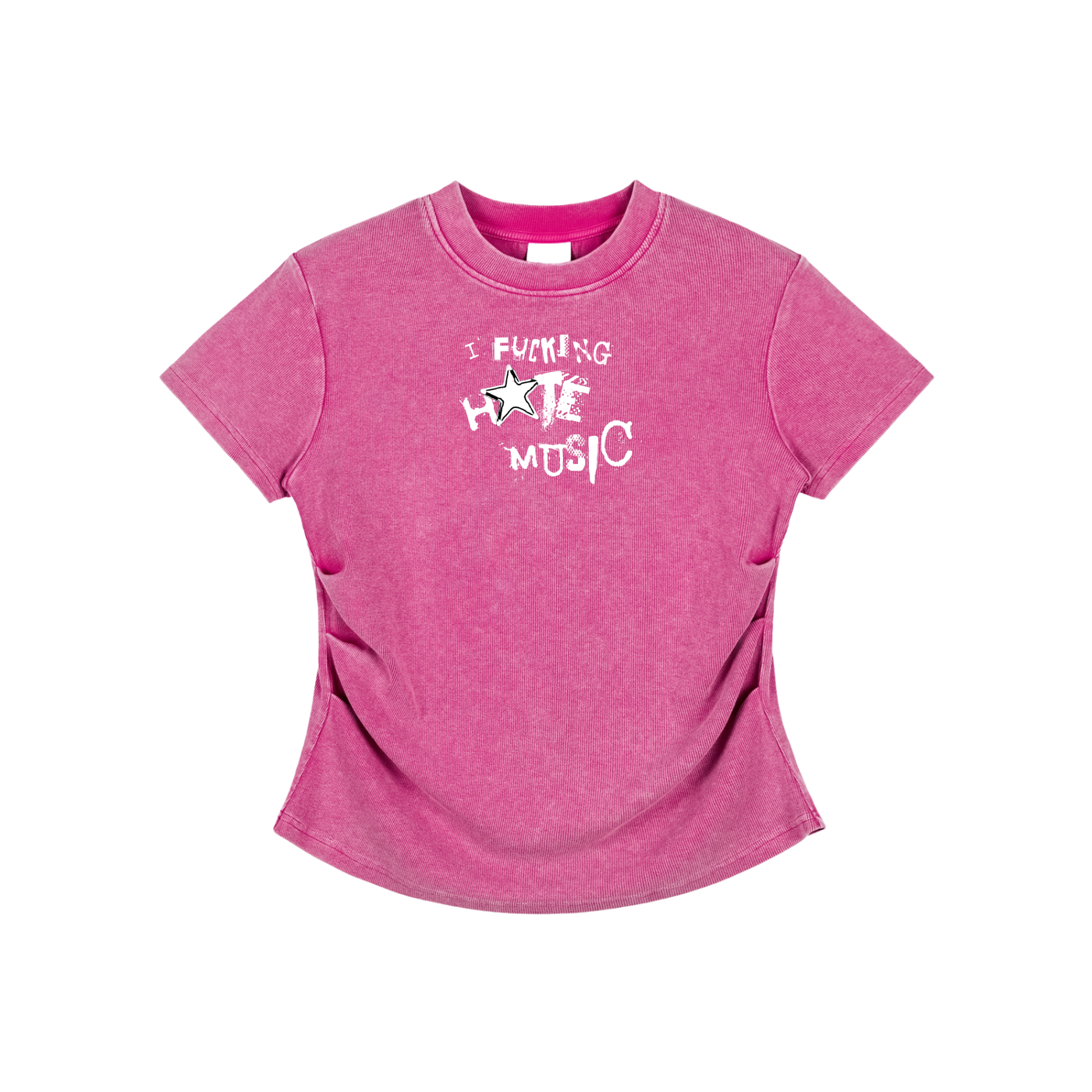 Vintaged-Wash Bodycon Cotton T-Shirt