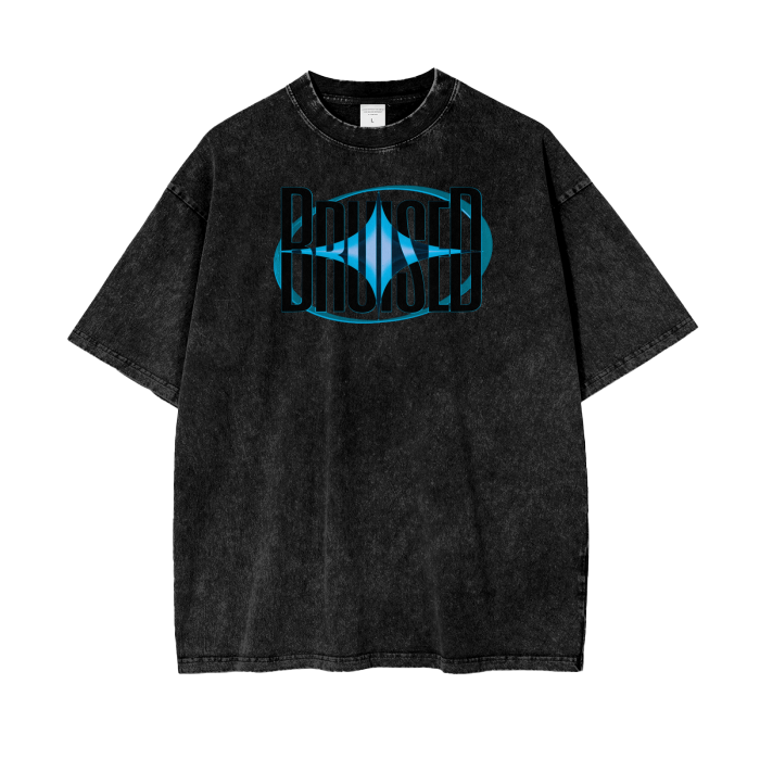Black and Bruised Tattoo Acid Wash Oversize T-Shirt