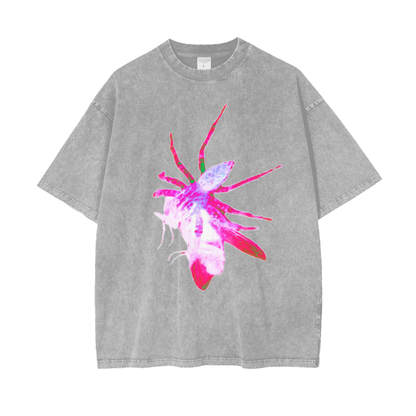 Pink Spider Acid Wash Oversize T-Shirt