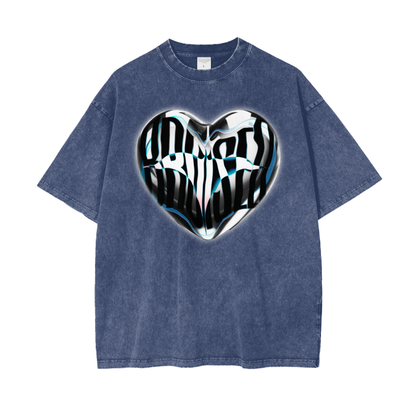 Bruised Heart Acid Wash Oversize T-Shirt