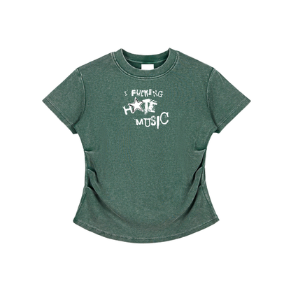 Vintaged-Wash Bodycon Cotton T-Shirt