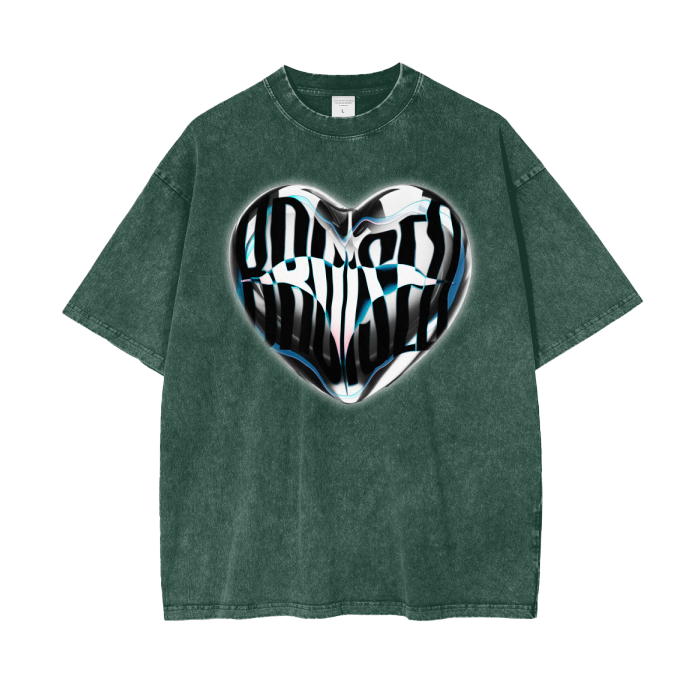 Bruised Heart Acid Wash Oversize T-Shirt