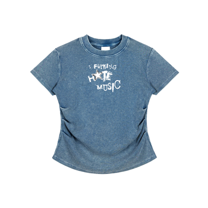 Vintaged-Wash Bodycon Cotton T-Shirt