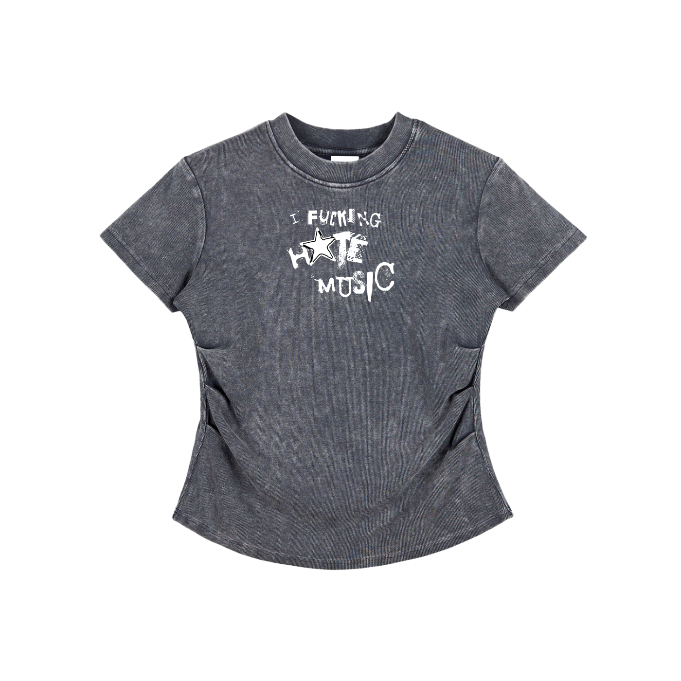 Vintaged-Wash Bodycon Cotton T-Shirt